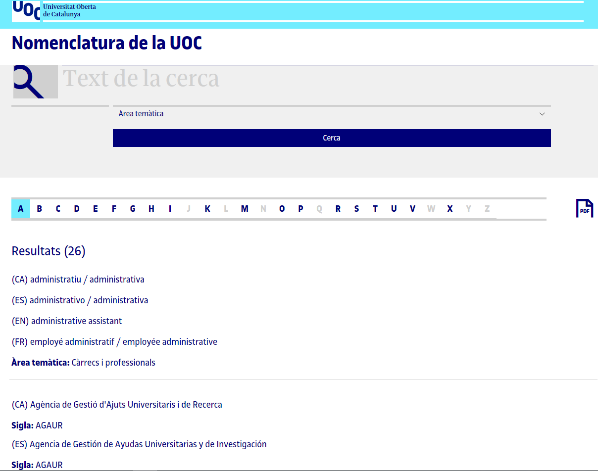 Nomenclatura de la UOC