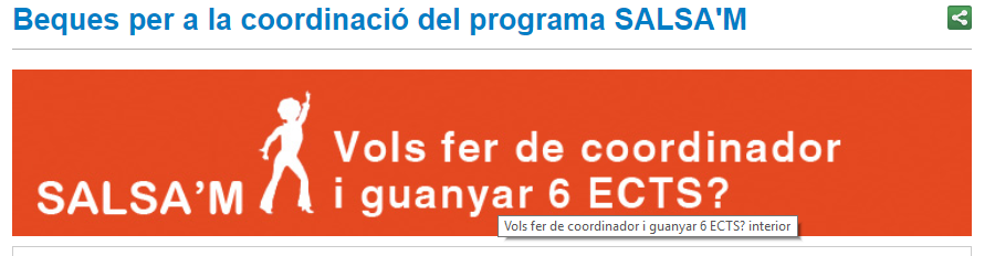 Convocatòria de becaris i becàries del programa SALSA'M per al segon quadrimestre