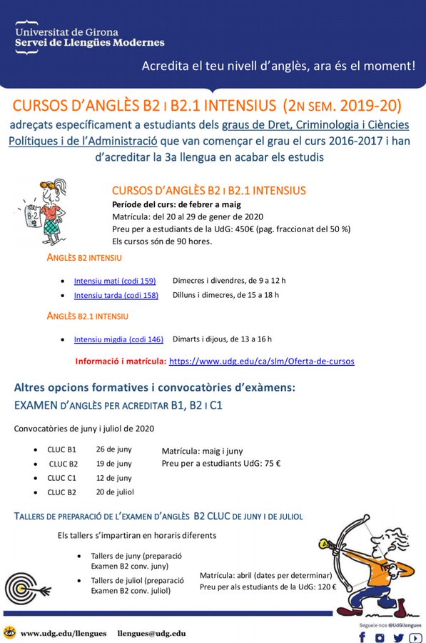 Inscriu-te als cursos intensius de la UdG